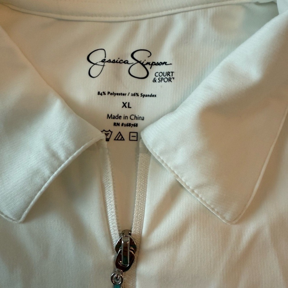 Jessica Simpson White Ruffled Zip-Up Tank Top - Picture 3 of 3